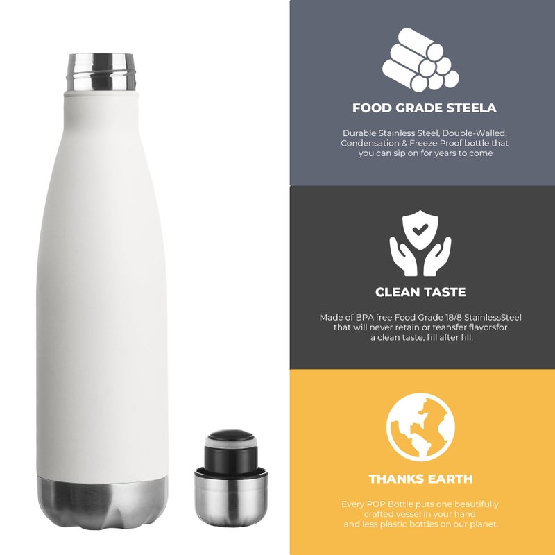 MEWAY 17oz Sport Water Bottle 8 Pack Vacuum Insulated Stainless Steel Sport Bottle Leak-Proof Double Wall Cola Shape, Keep Drinks Hot & Cold (White, 8 Pack) - Image 3